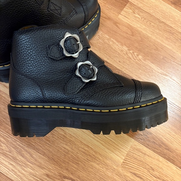 Dr. Martens Women’s Devon Flower Buckle Leather Platform Boots - Picture 3 of 12